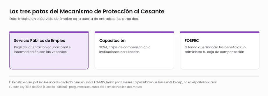 Las tres patas del Mecanismo de Protección al Cesante: el Servicio Público de Empleo, la capacitación y el fondo FOSFEC que financia los beneficios