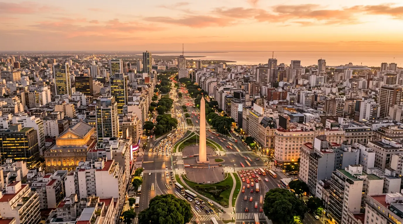 Vista aérea de la ciudad de Buenos Aires, principal hub laboral de empleo de Argentina en 2026
